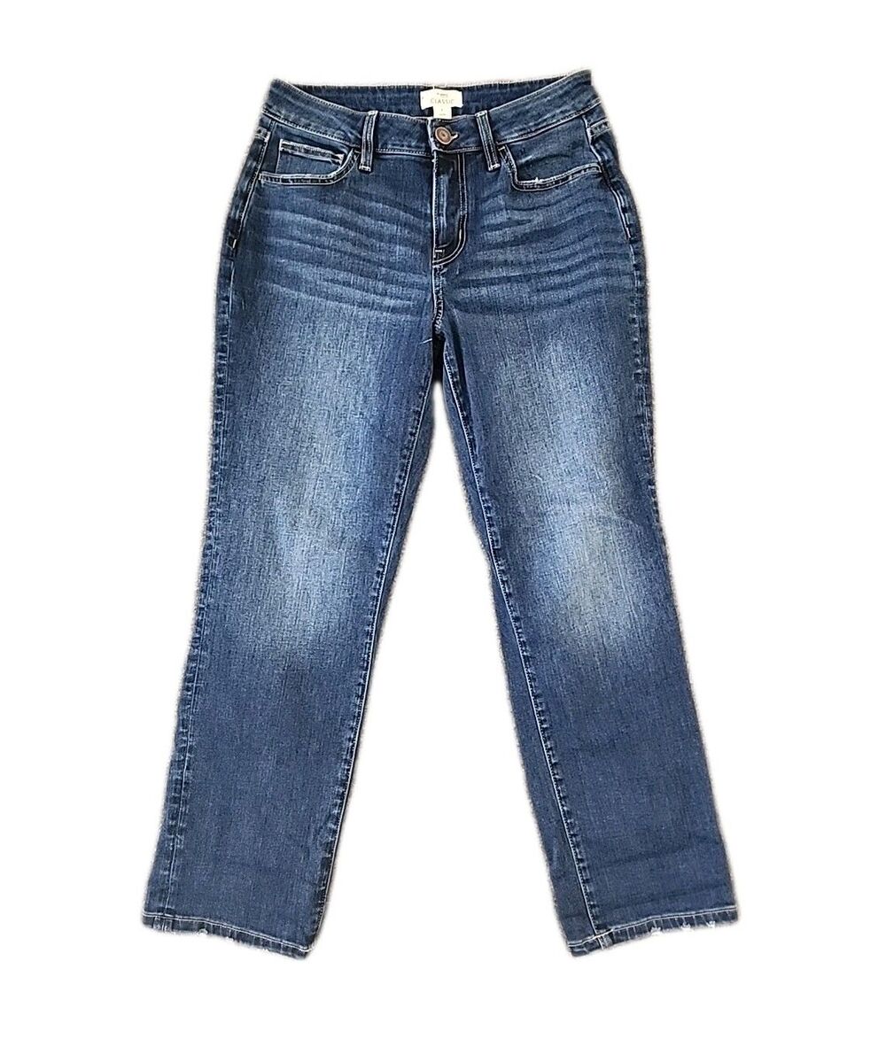 Maurices M Jeans Women’s Size 8 Classic Mid Rise Crop Whiskers Dark Wash